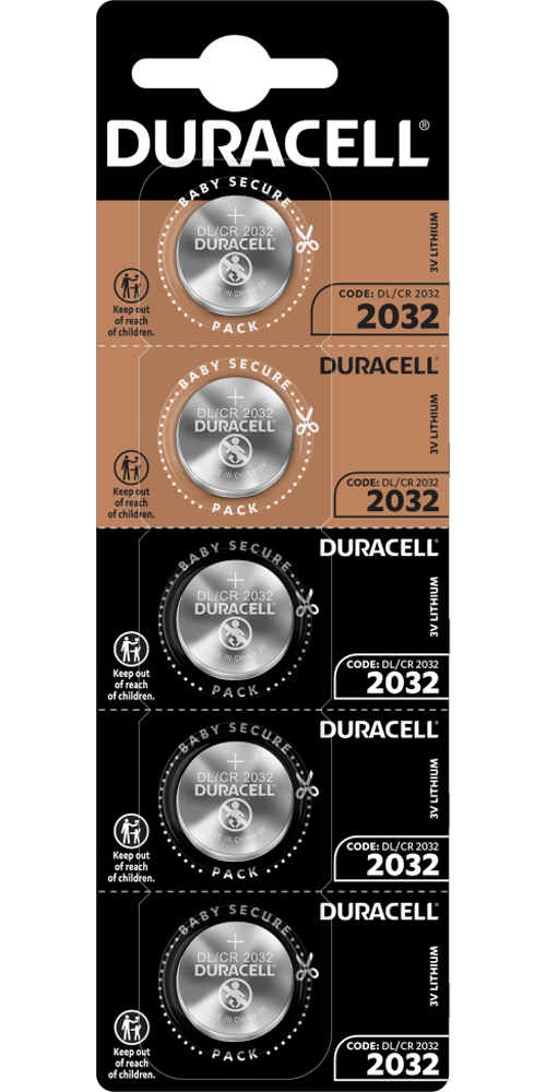 Литиеви батерии CR2032 Duracell DL2032 - 3V - 5 батерии